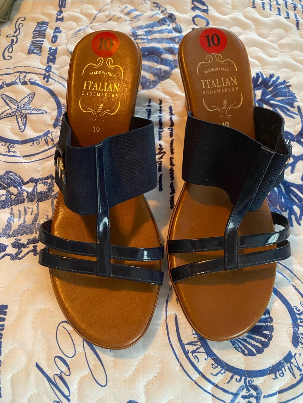 Italian Shoemakers Navy Blue Strappy Slide Sandals